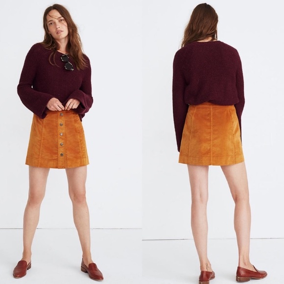 Madewell Dresses & Skirts - Madewell velveteen A line mini skirt button front